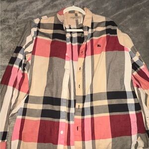 Burberry Red and Black Plaid Casual Shirt